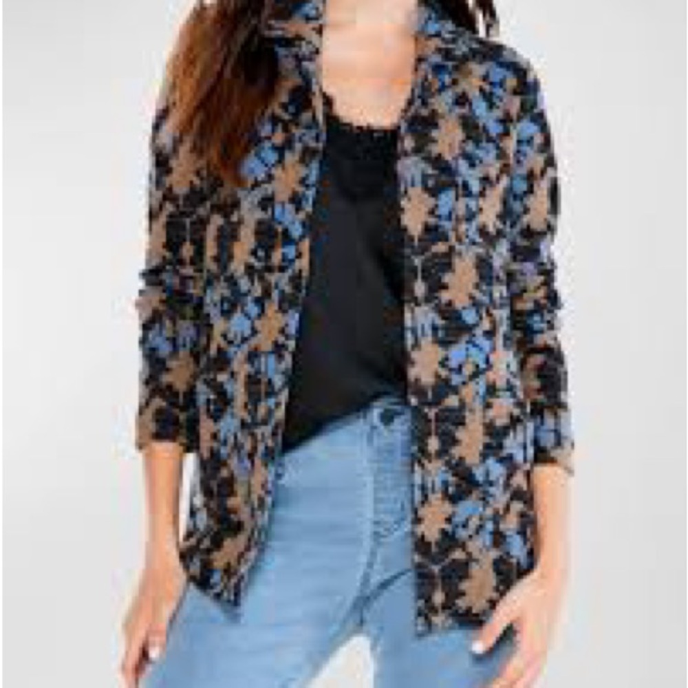 NIC+ZOE Blue and Black Patterned Blazer